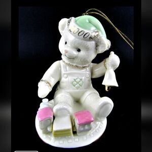 2000 Lennox Teddy Bear's Millennium Wish Ornament Collectable Christmas Vintage